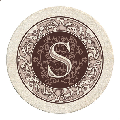 Thirstystone 4 Pack Monogram Natural Sandstone Coasters 4" Diameter