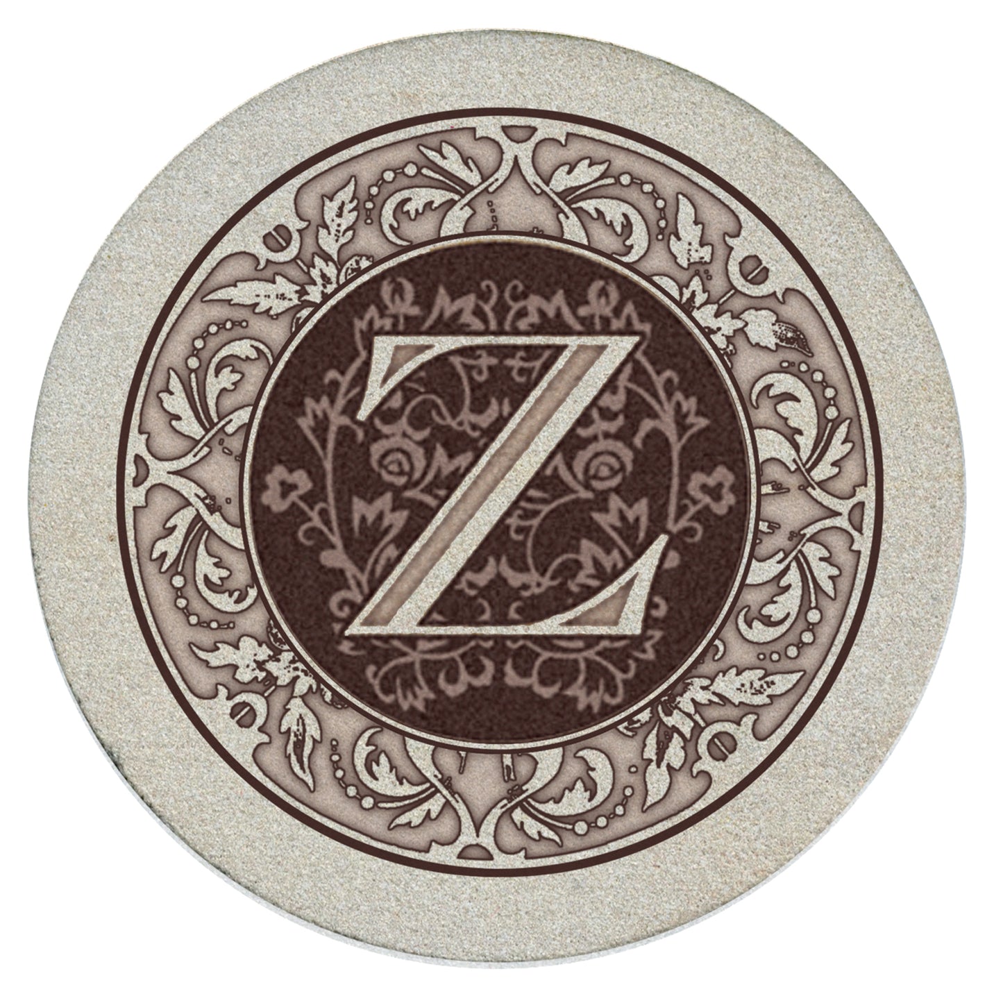 Thirstystone 4 Pack Monogram Natural Sandstone Coasters 4" Diameter