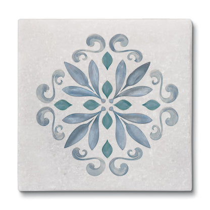 Thirstystone Jeweled Mandala 4-Pack Natural Marble Stone Coaster with Protective Cork Backing Manufactured in The USA