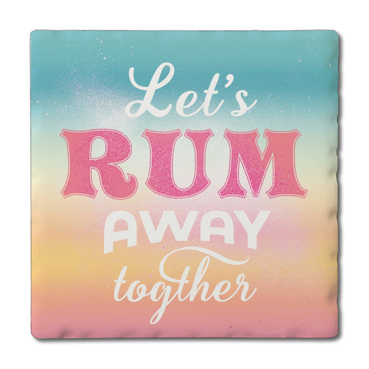 Thirstystone Let's Rum Away Together Single Tumbled Tile Stone Coaster with Protective Cork Backing Manufactured in The USA 4" Square, Artistic, Easily Wipes Clean