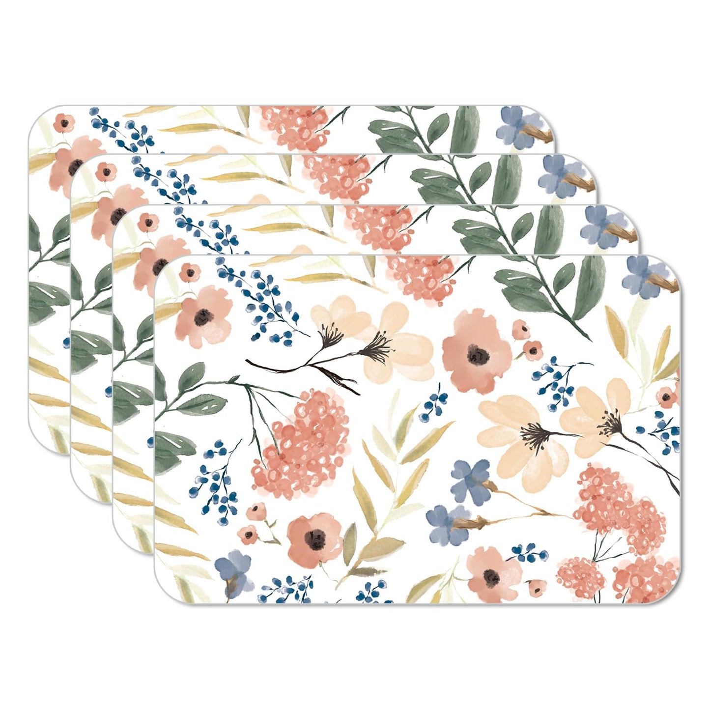 CounterArt Meadow 4 Pack Reversible Easy Care Flexible Placemats Made in the USA