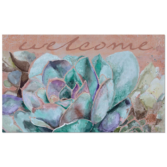 Counterart Succulent Welcome Indoor/Outdoor Entryway Floor Mat Manufactured in the USA 29.5" by 17.75"