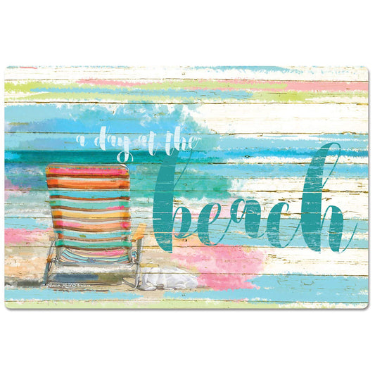CounterArt Day at The Beach 30” x 20” Decorative Vinyl Comfort Kitchen Floor Mat, Manufactured in The USA