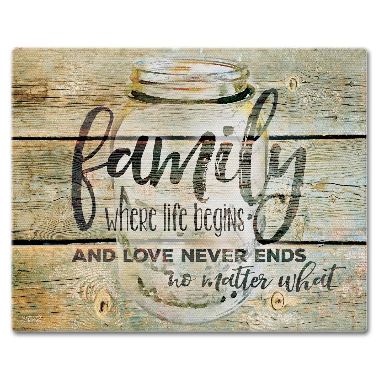 CounterArt Family Time 3mm Tempered Glass Cutting Board 15” x 12” Manufactured in the USA