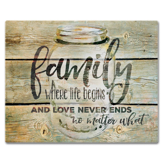 CounterArt Family Time 3mm Tempered Glass Cutting Board 15” x 12” Manufactured in the USA