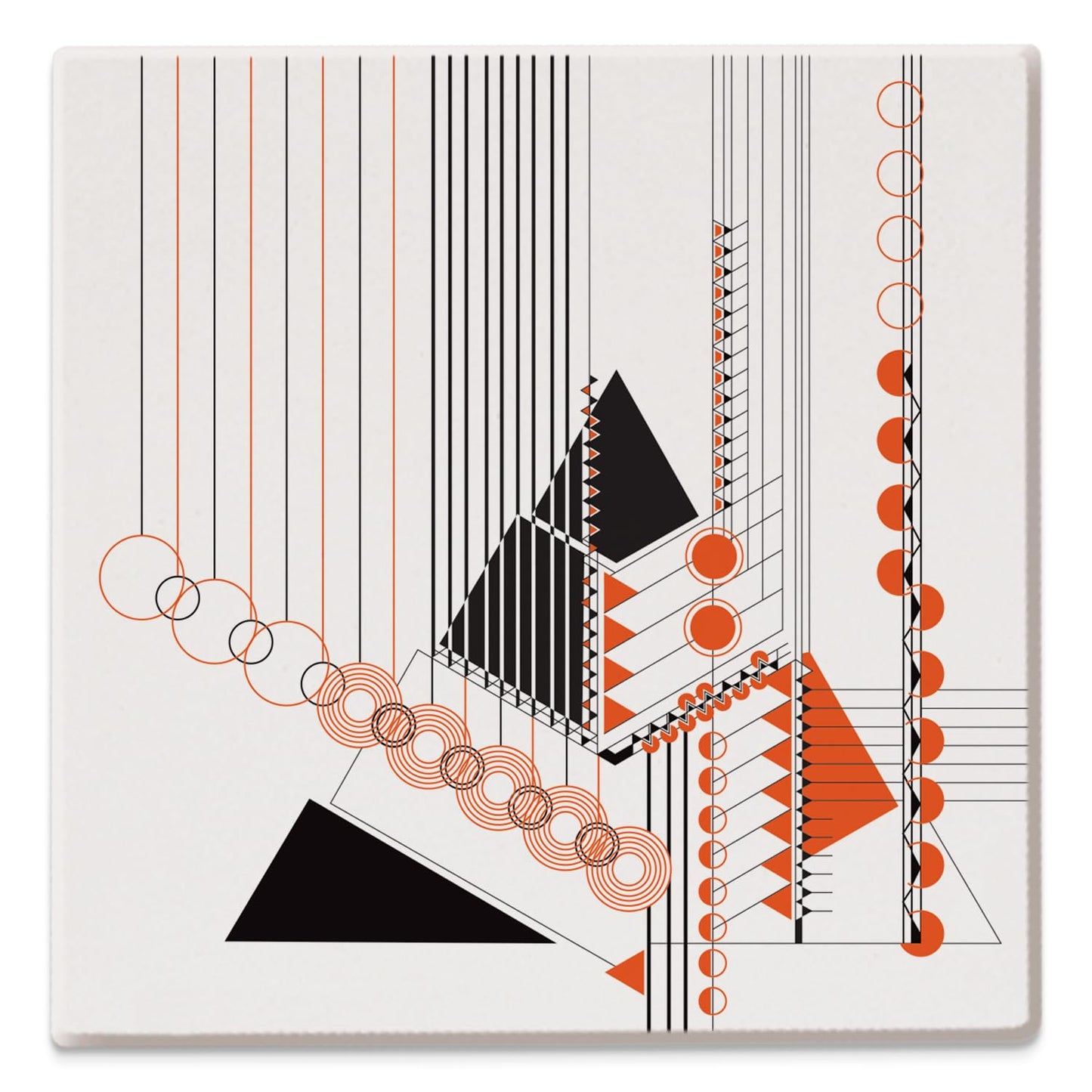 Frank Lloyd Wright Geometric Adornment I on 8" Square Stone Trivet Manufactured in The USA Heat Tolerant Easily Wipes Clean