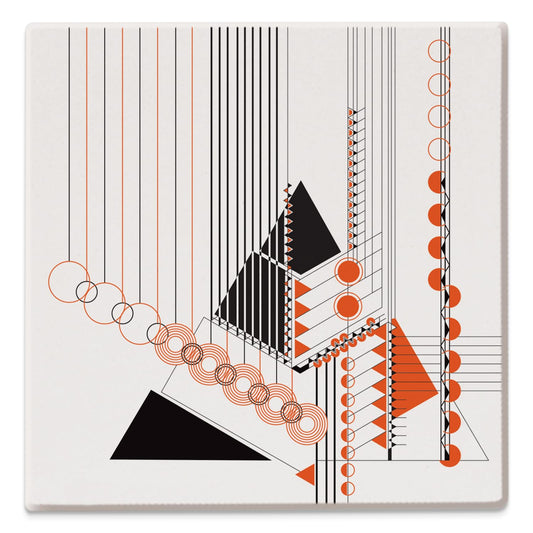 Frank Lloyd Wright Geometric Adornment I on 8" Square Stone Trivet Manufactured in The USA Heat Tolerant Easily Wipes Clean