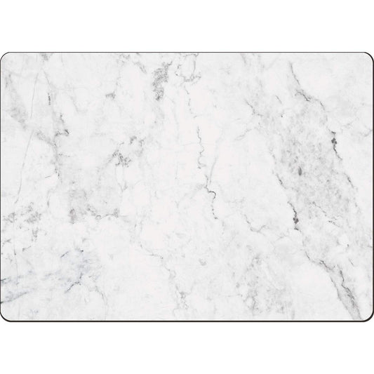 CounterArt White Marble Premium Decorative Hardboard Tabletop Placemats 4-Pack Manufactured in The USA Heat Tolerant and Easily Wipes Clean