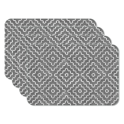 CounterArt Grey Flannel Design 4 Pack Reversible Easy Care Flexible Placemats Made in the USA