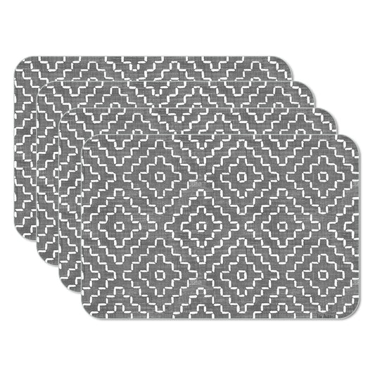 CounterArt Grey Flannel Design 4 Pack Reversible Easy Care Flexible Placemats Made in the USA