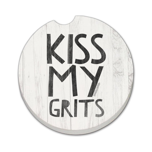 Thirstystone Kiss My Grits Single Absorbent Stone Coaster for Vehicle Cup Holder 2.6” Diameter Manufactured in The USA