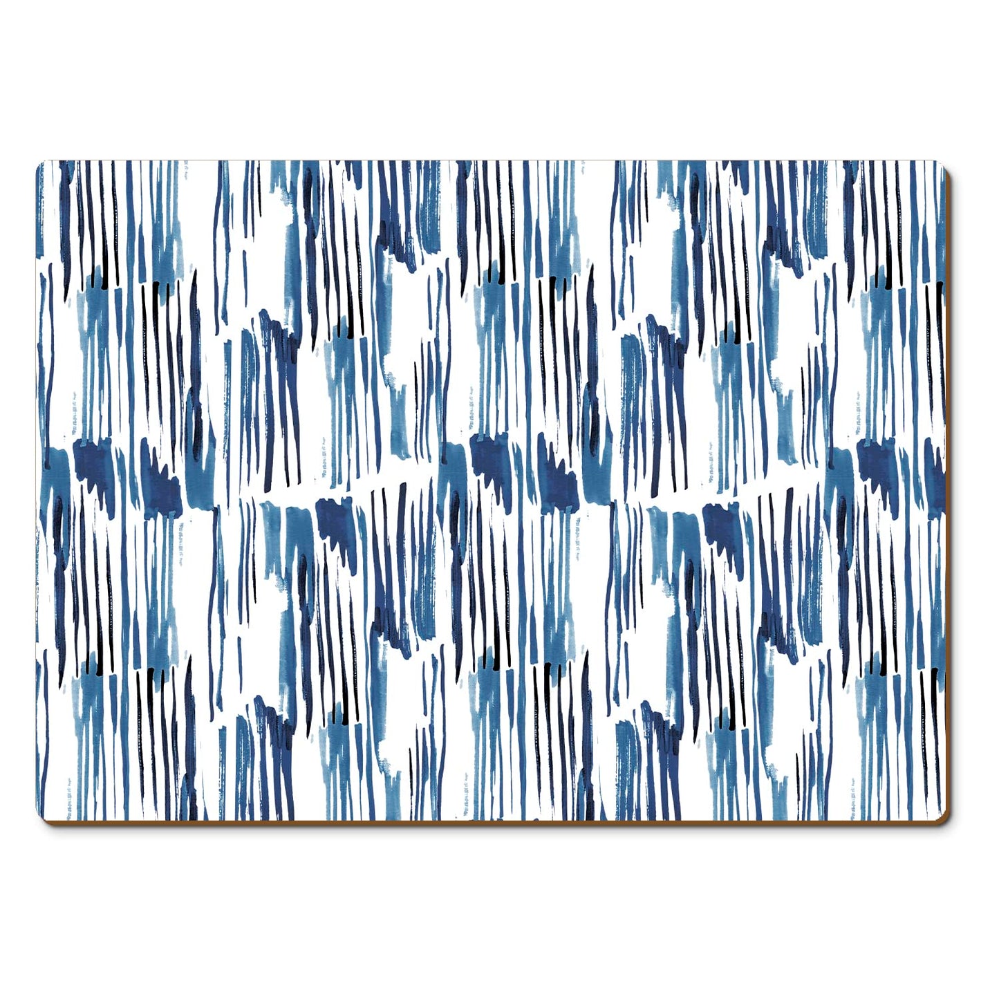 CounterArt Indigo Lines Premium Decorative Hardboard Tabletop Placemats 4-Pack Manufactured in The USA Heat Tolerant and Easily Wipes Clean