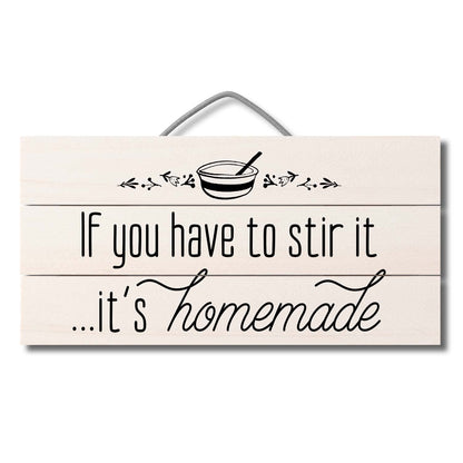 Highland Home Homemade Decorative Pallet Wood Sign 12" x 6" Made in the USA Wire Hanger Included That Doubles as an Easel