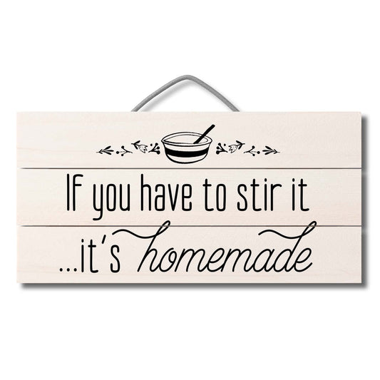 Highland Home Homemade Decorative Pallet Wood Sign 12" x 6" Made in the USA Wire Hanger Included That Doubles as an Easel
