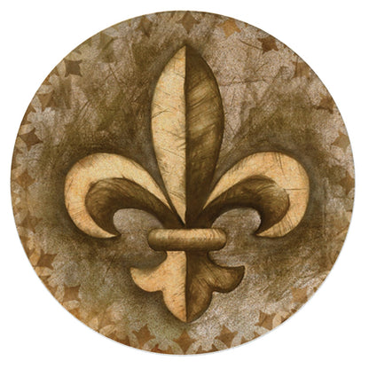Thirstystone Gold Fleur de Lis 4 Pack Round Natural Sandstone Coasters with Protective Cork Backing Manufactured in The USA