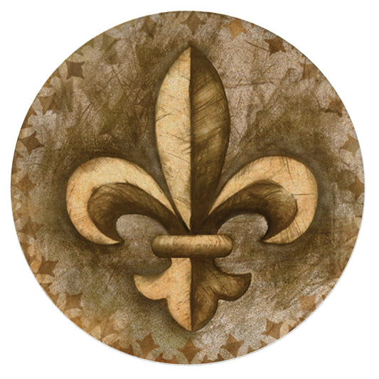 Thirstystone Gold Fleur de Lis 4 Pack Round Natural Sandstone Coasters with Protective Cork Backing Manufactured in The USA