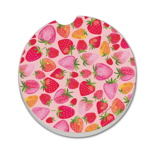 Thirstystone Berry Sweet Single Absorbent Stone Coaster for Vehicle Cup Holder 2.6” Diameter Manufactured in The USA