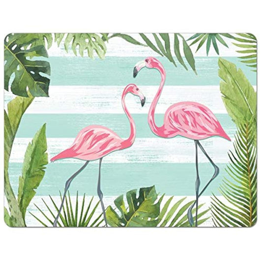 Cut N' Funnel Flamingos & Stripes Designer Flexible Plastic Cutting Board Mat, 15" x 11.5", Made in the USA, Decorative, Flexible, Easy to Clean
