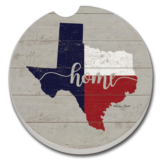 Thirstystone Texas Home Flag Single Absorbent Stone Coaster for Vehicle Cup Holder 2.6” Diameter Manufactured in The USA