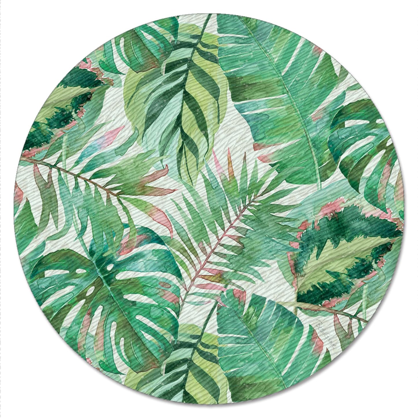 CounterArt Jungle Leaves 4mm Tempered Glass Lazy Susan Turntable 13" Round