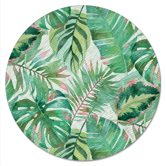 CounterArt Jungle Leaves 4mm Tempered Glass Lazy Susan Turntable 13" Round