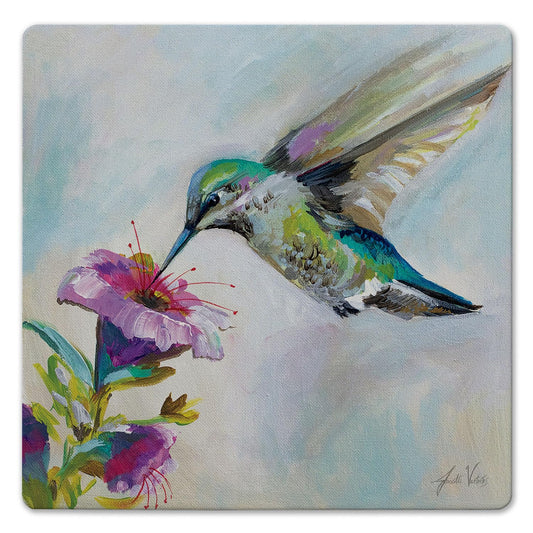 Thirstystone Hummingbird Delight Decorative Heat Tolerant Stone Trivet with Non-Skid Cork Backing 8” Square