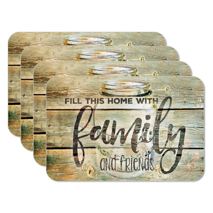 CounterArt Family Time 4 Pack Reversible Easy Care Flexible Placemats Made in the USA