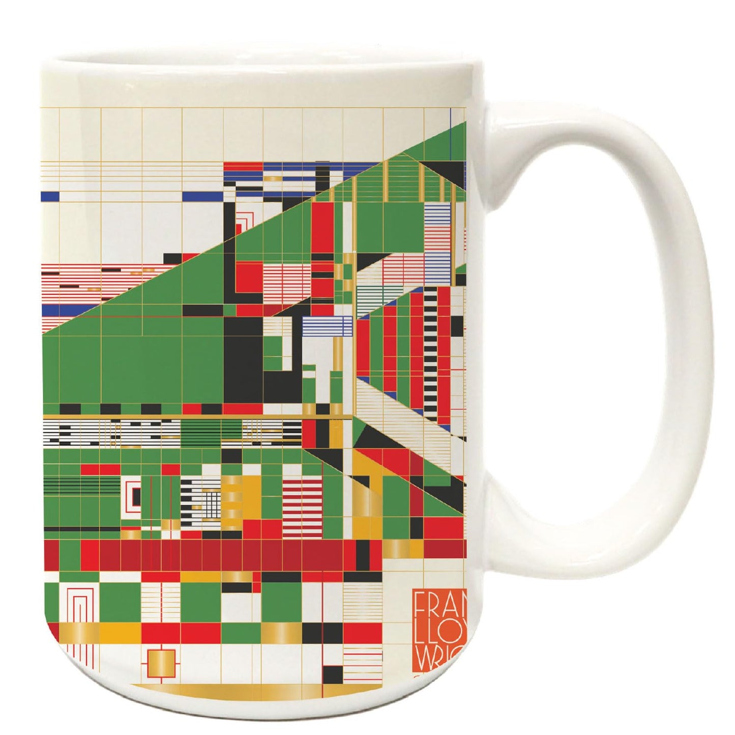 Highland Home Hillside Curtain Design by Frank Lloyd Wright 15 oz. Ceramic Mug Manufactured in the USA Dishwasher Safe Microwave Safe