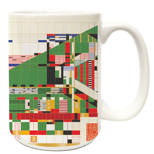Highland Home Hillside Curtain Design by Frank Lloyd Wright 15 oz. Ceramic Mug Manufactured in the USA Dishwasher Safe Microwave Safe