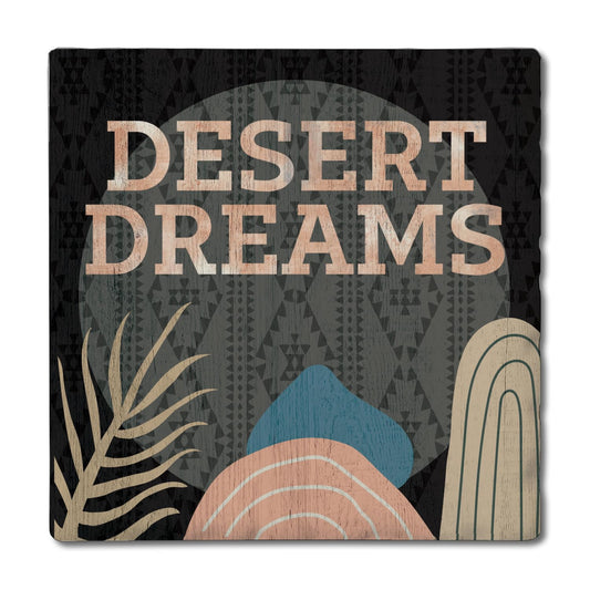 Thirstystone Desert Dreams Single Absorbent Stone Coaster with Protective Cork Backing Manufactured in The USA 4" Square, Colorful, Artistic, Easily Wipes Clean