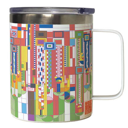Highland Home Saguaro Design by Frank Lloyd Wright on Stainless Steel Mug with Lid 12 oz. Manufactured in the USA