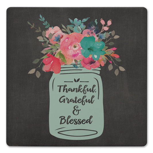 Thirstystone Thankful Decorative Heat Tolerant Stone Trivet with Non-Skid Cork Backing 8” Square