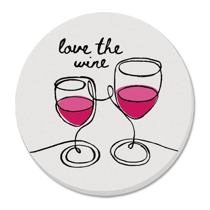 Thirstystone Love The Wine Single Round Absorbent Stone Coaster with Protective Cork Backing Manufactured in The USA 4" Diameter