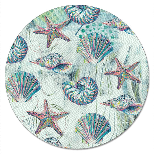 CounterArt Jewels of The Sea 4mm Tempered Glass Lazy Susan Turntable 13" Diameter