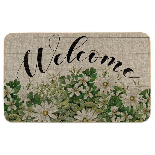 Counterart Farmhouse Welcome Indoor/Outdoor Natural Linen Look Floor Mat with Recycled Rubber Back Manufactured in The USA 29.5” x 17.75”