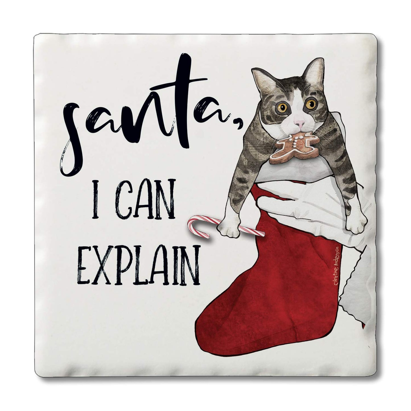 Thirstystone Santa I Can Explain Single Tumbled Tile Coaster Manufactured in The USA Adorable, Create Your Own Collection