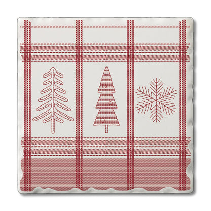 Thirstystone Red Winter Plaid Single Tumbled Tile Coaster Manufactured in The USA Decorative, Stylish, Craft Your Own Collection