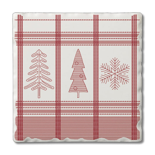 Thirstystone Red Winter Plaid Single Tumbled Tile Coaster Manufactured in The USA Decorative, Stylish, Craft Your Own Collection