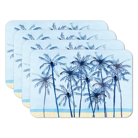 CounterArt Laguna Palms 4 Pack Reversible Easy Care Flexible Placemats Made in the USA