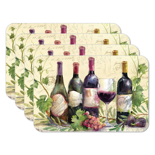 CounterArt Rustic Wine 4 Pack Reversible Easy Care Flexible Placemats Made in the USA