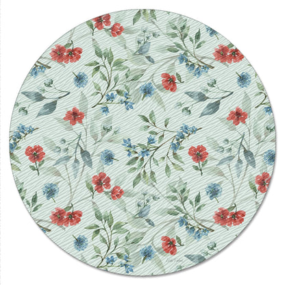 CounterArt Red White & Blue Floral 4mm Tempered Glass Lazy Susan Turntable 13" Diameter