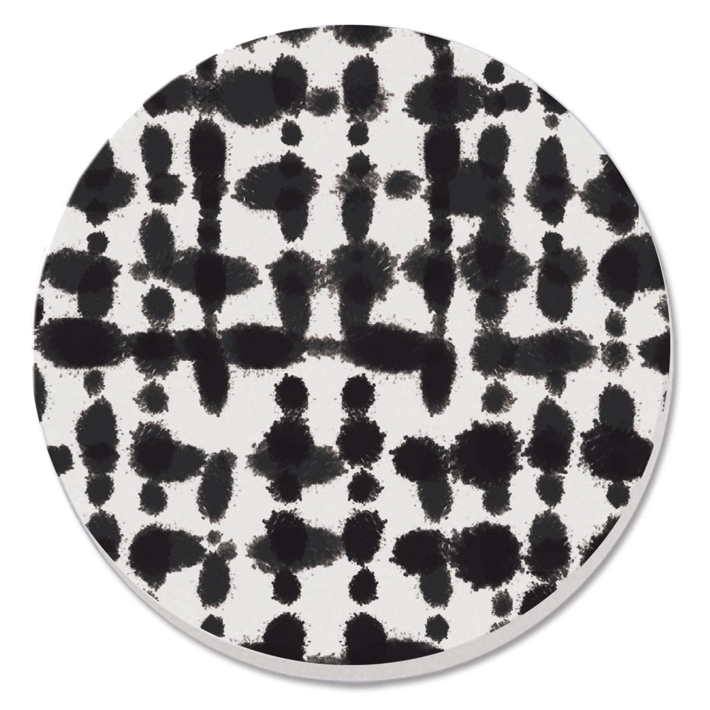 Thirstystone Black Spots Single Round Absorbent Stone Coaster with Protective Cork Backing Manufactured in The USA 4" Diameter