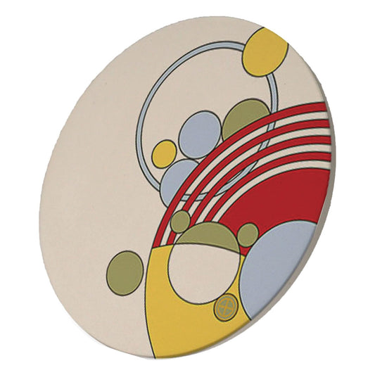 Cabaret Dinnerware Pattern I from F.L.W. Foundation on 8" Round Stone Trivet Manufactured in The USA Heat Tolerant Easily Wipes Clean