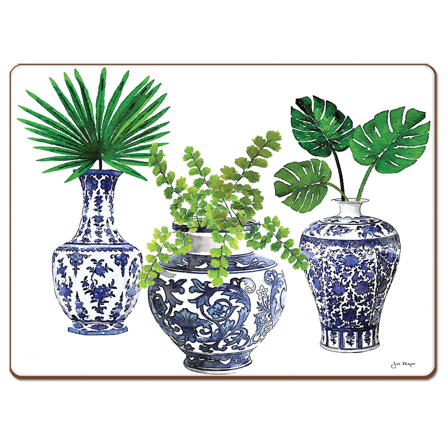 Cala Home Blue Delft Vases Premium Decorative Hardboard Tabletop Placemats 4-Pack Manufactured in The USA Heat Tolerant and Easily Wipes Clean