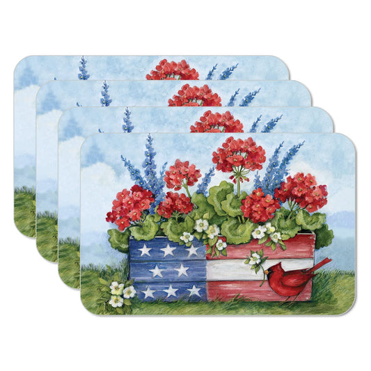 CounterArt Geranium Box 4 Pack Reversible Easy Care Flexible Placemats Made in the USA
