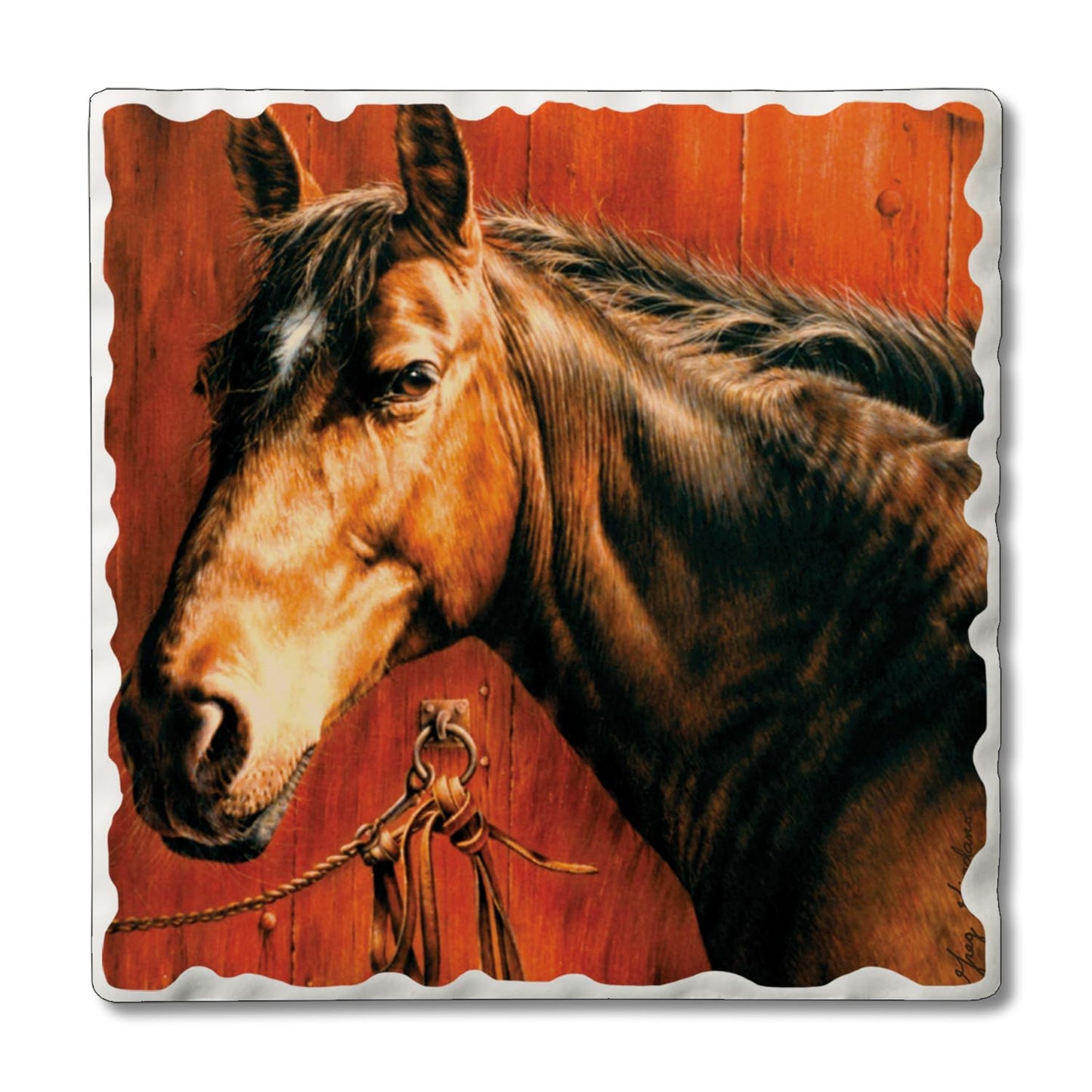 Thirstystone Horse Portrait 4 Pack Tumbled Tile Stone Coasters 4" Square Manufactured in the USA