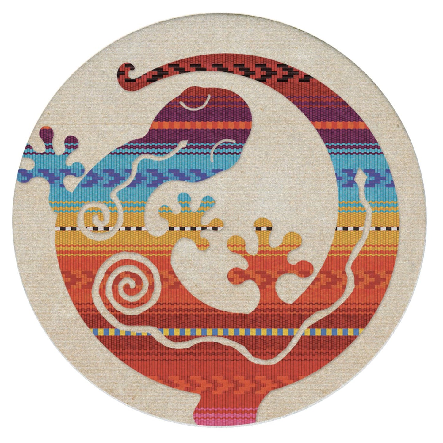 CounterArt Southwest Gecko Single Round Natural Sandstone Coaster with Protective Cork Backing Manufactured in The USA 4" Diameter
