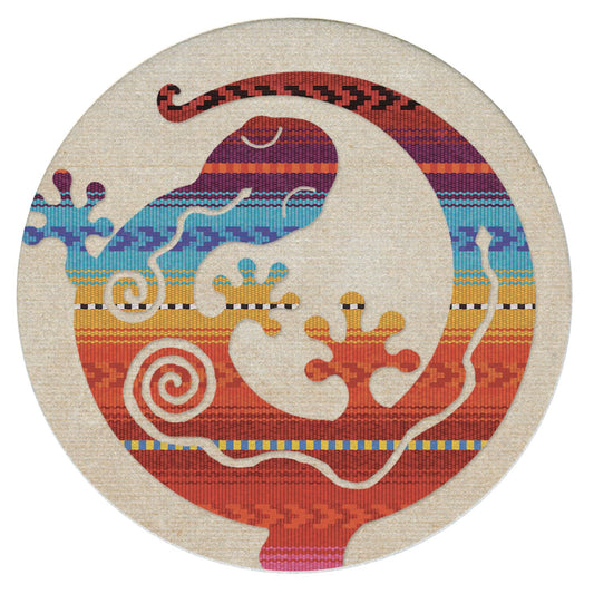 CounterArt Southwest Gecko Single Round Natural Sandstone Coaster with Protective Cork Backing Manufactured in The USA 4" Diameter