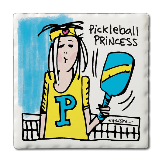 Thirstystone Pickleball Princess Single Tumbled Tile Coaster Manufactured in The USA Humorous, Stylish, Single Coasters Allow You to Create Own Set