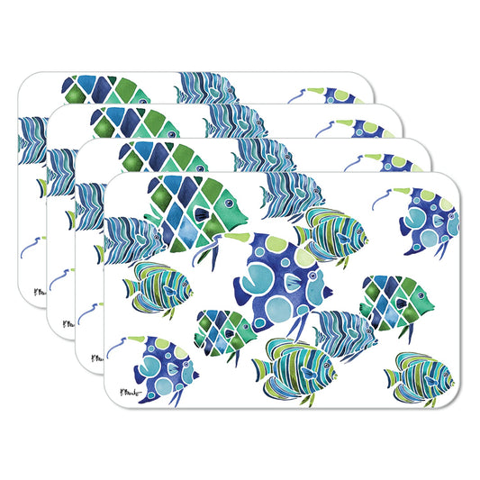 CounterArt Tahiti Fish 4 Pack Reversible Easy Care Flexible Placemats Made in the USA